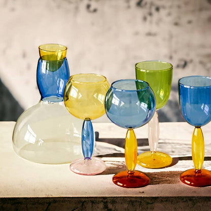 Colored Glass Wine Cup / Decanter: Decanter Pink - Decor Addict, LLC