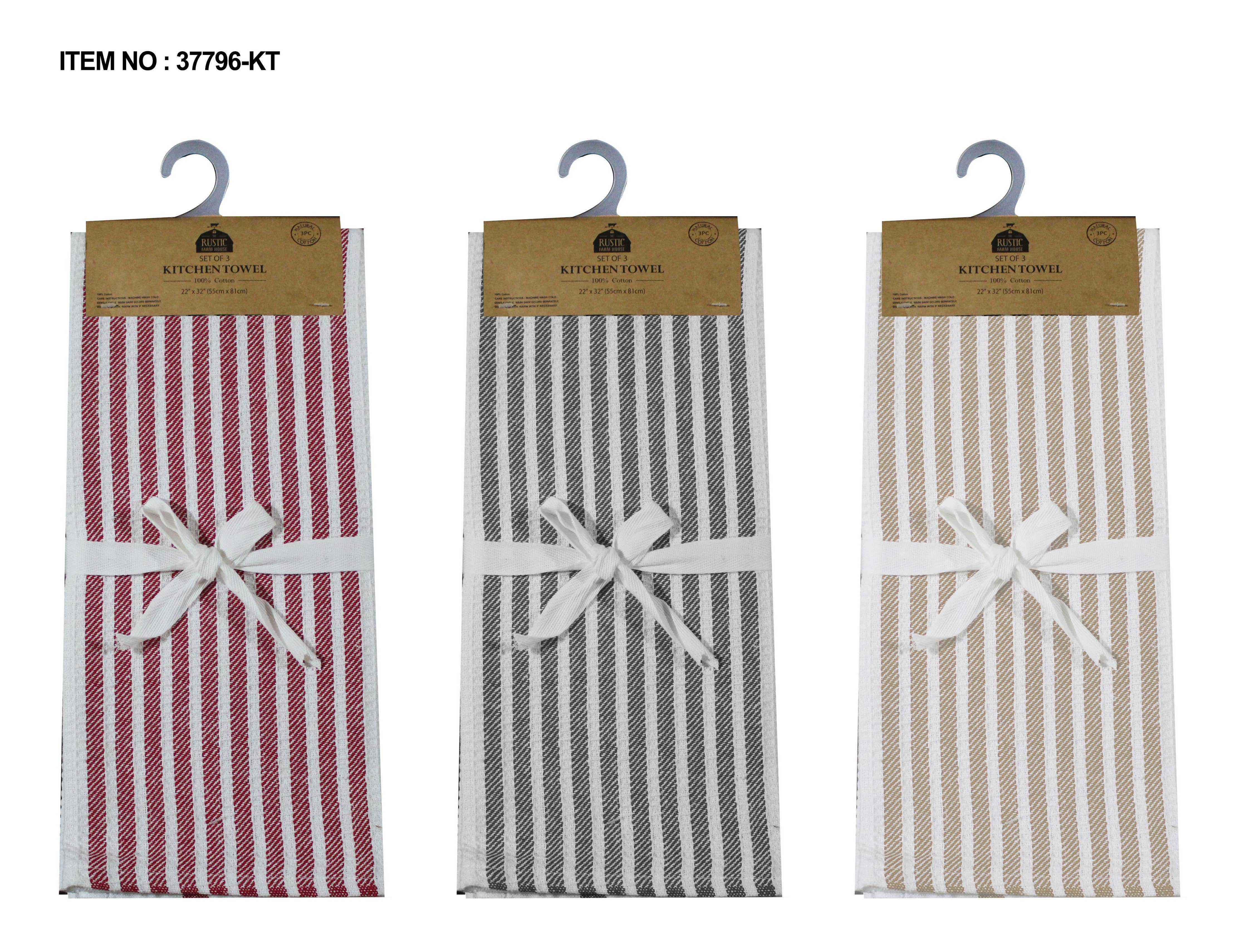 3-Pack Waffle Stripe Extra-Large Kitchen Towels