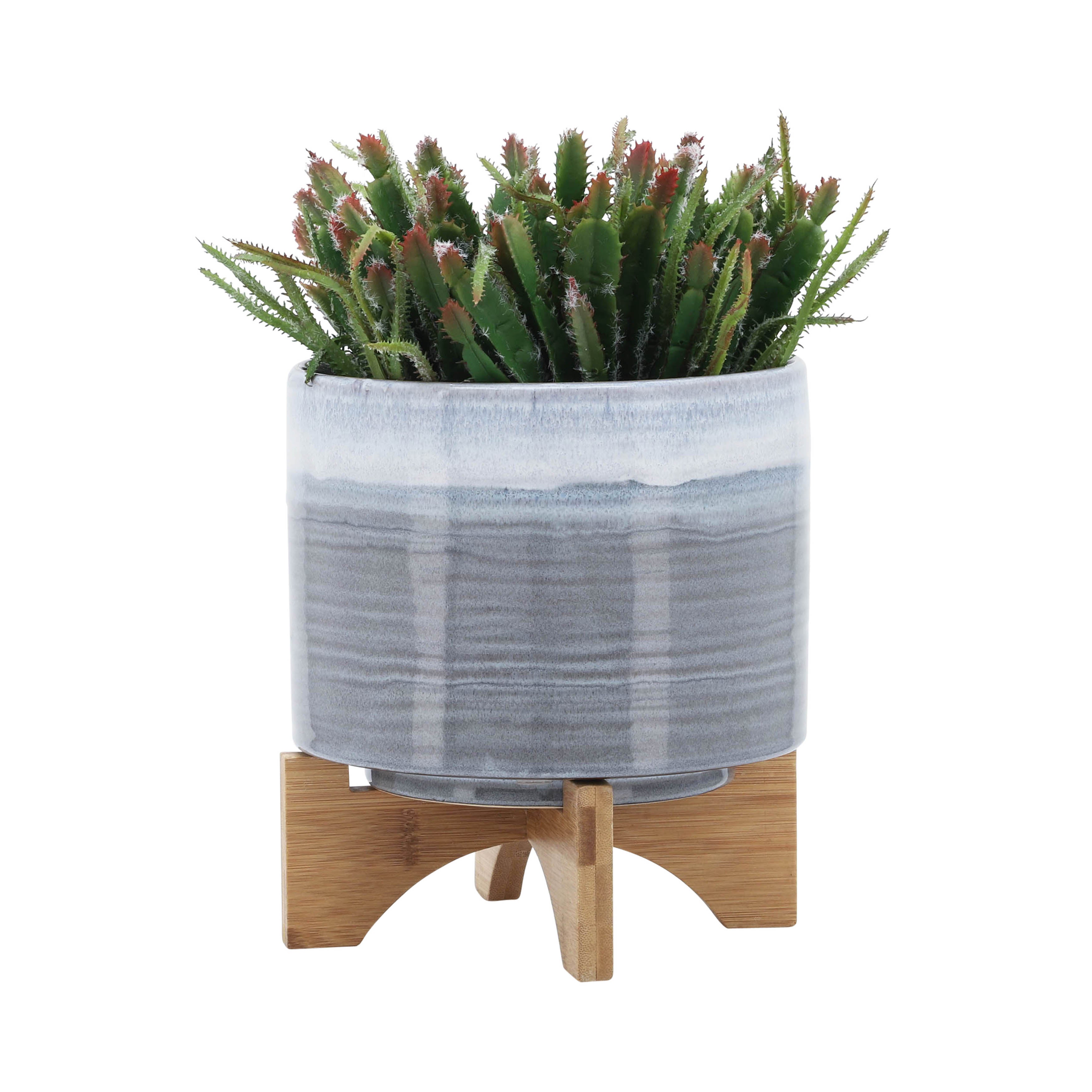 Ceramic 8" Planter On Stand, Blue Fade - Decor Addict, LLC