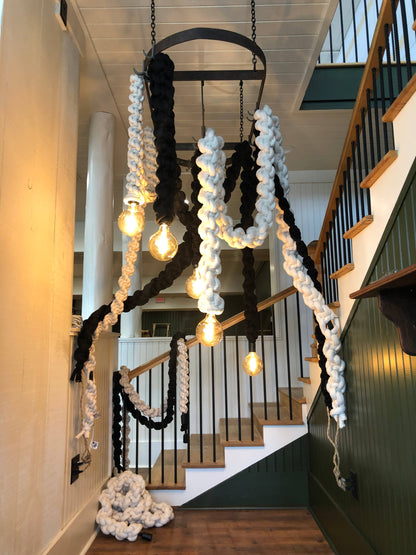 15ft Macrame Pendant Light -  Thick Black - Decor Addict, LLC