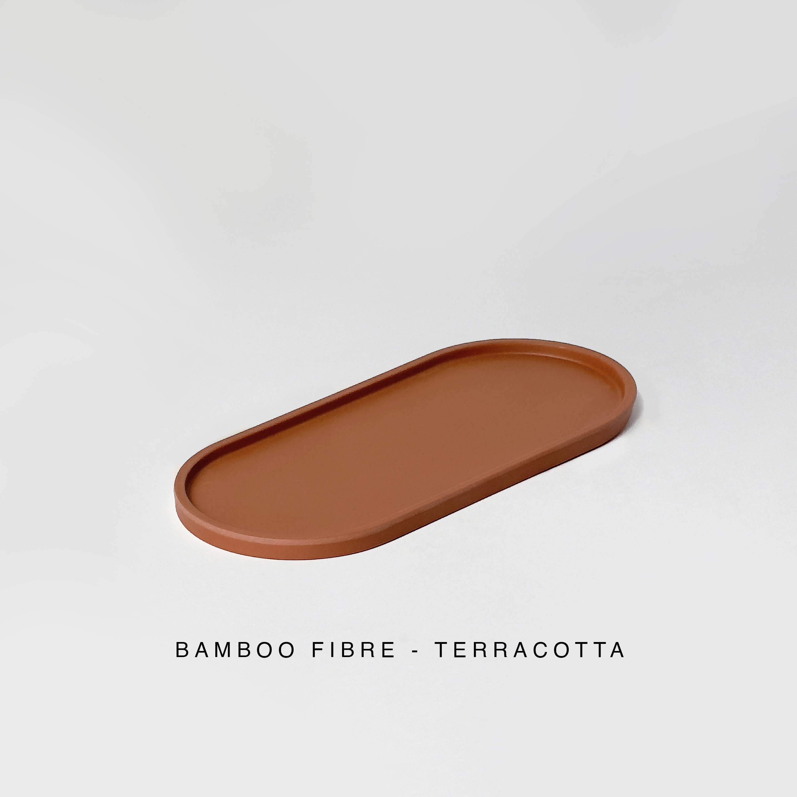 8.5” Upcycled Oval Decor Trays: Bamboo Fibre Terracotta - Decor Addict, LLC
