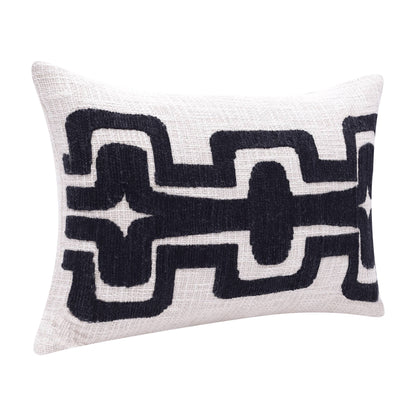 Seanna Geometric Handmade Decorative Throw Pillow: Onyx/ivory / 24" x 24" - Decor Addict, LLC