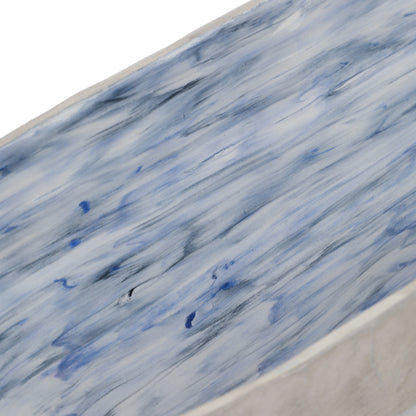 S/2 20/23" Oval Metal Bowl W/ Enamel,light Blu/sil - Decor Addict, LLC