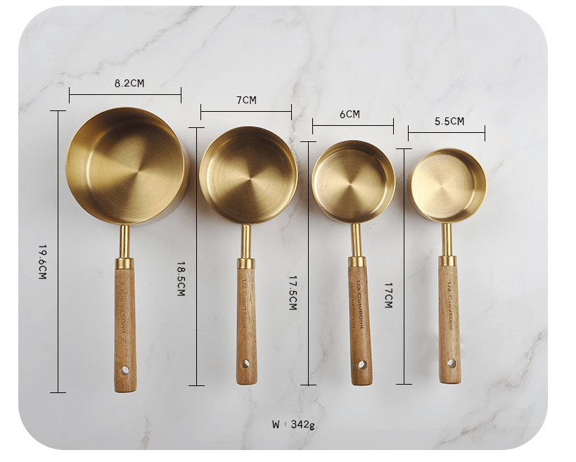Gold Stainless Steel Measuring Spoon Set: - Decor Addict, LLC