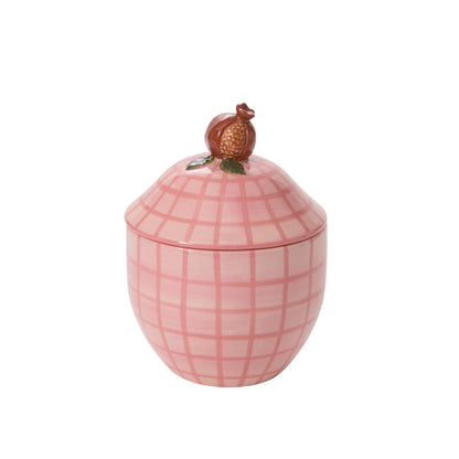 Winter Fruit Canister - Pink Grid Pomegranate