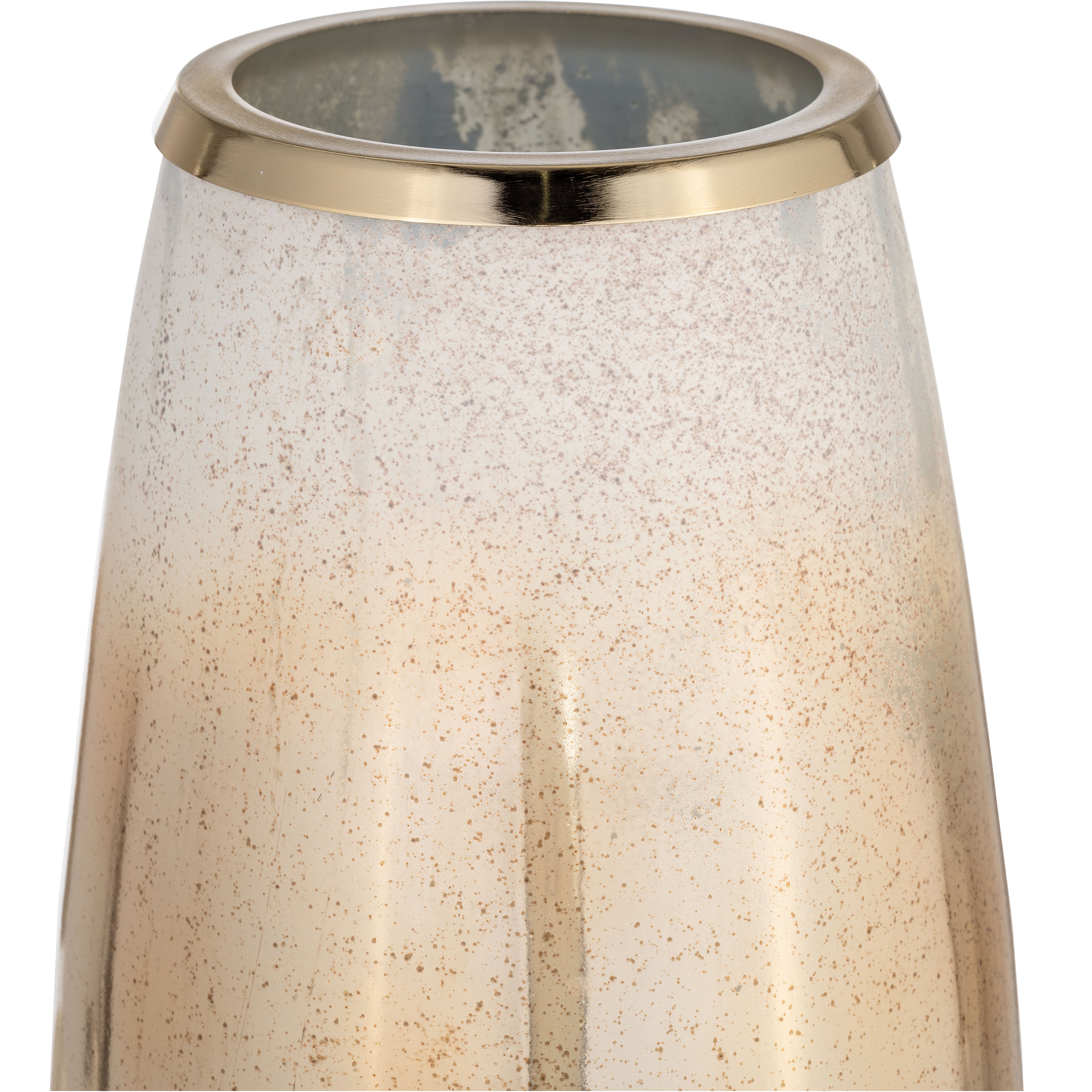 Glass,24"h Vase W/metal Rim, Cream/blk Ombre - Decor Addict, LLC