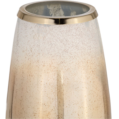 Glass,24"h Vase W/metal Rim, Cream/blk Ombre - Decor Addict, LLC