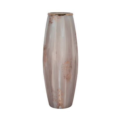 24" Curved Glass Vase Opal Finish, Ivory Multi - Decor Addict, LLC