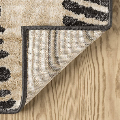 Abani Rugs TER210A Beige Black Wave Contemporary Area Rug: 2' x 3' - Decor Addict, LLC
