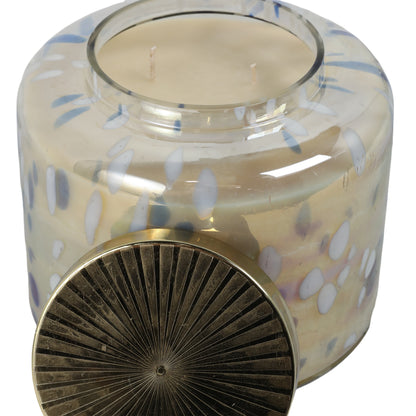 9" 180 Oz Jasmine Speckle Candle, Light Blue/go - Decor Addict, LLC