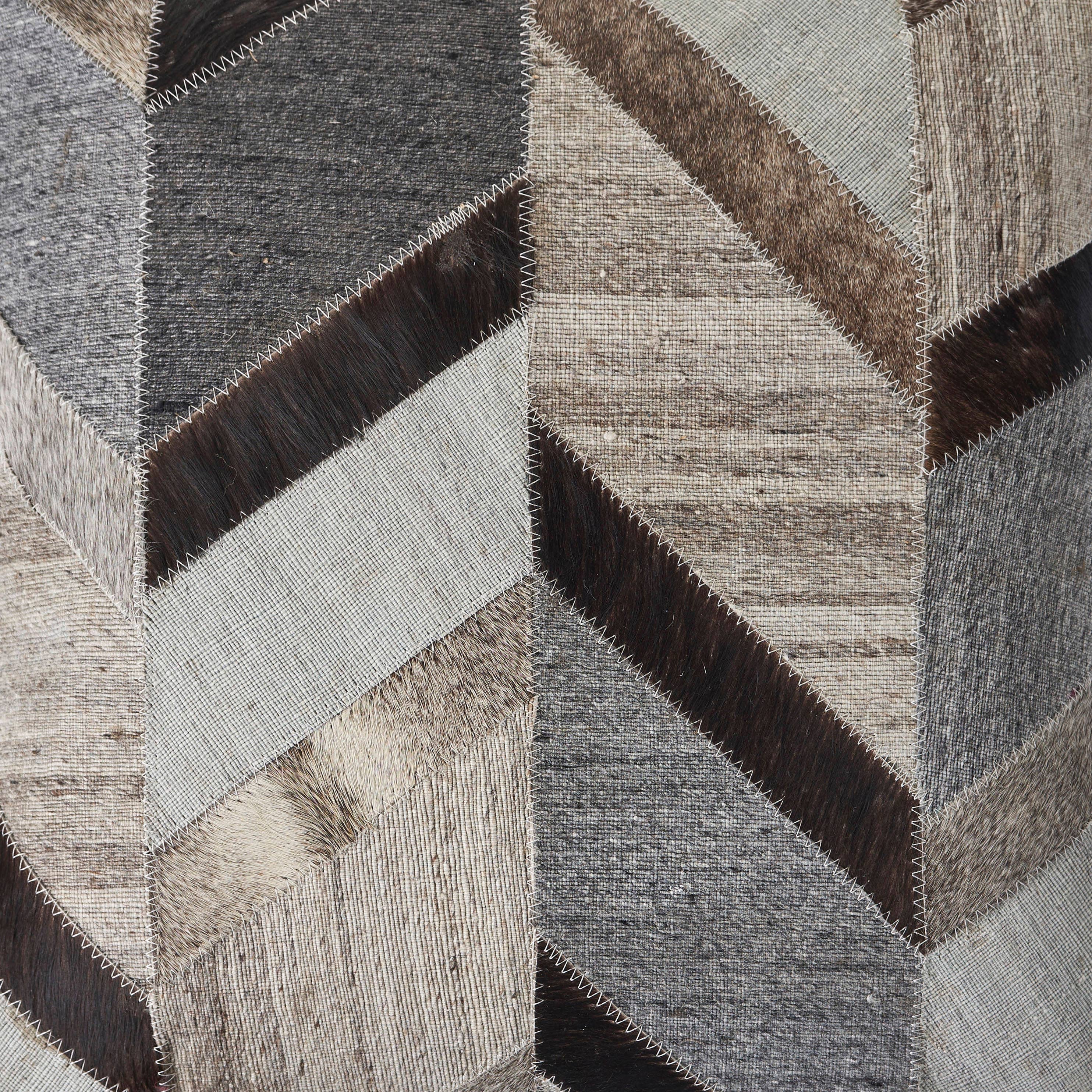 Multicolored Chevron Faux Leather Throw Pillow: Gray/Brown / Poly Filled - Decor Addict, LLC