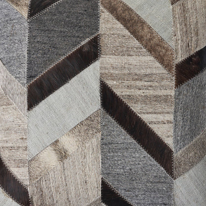 Multicolored Chevron Faux Leather Throw Pillow: Gray/Brown / Poly Filled - Decor Addict, LLC