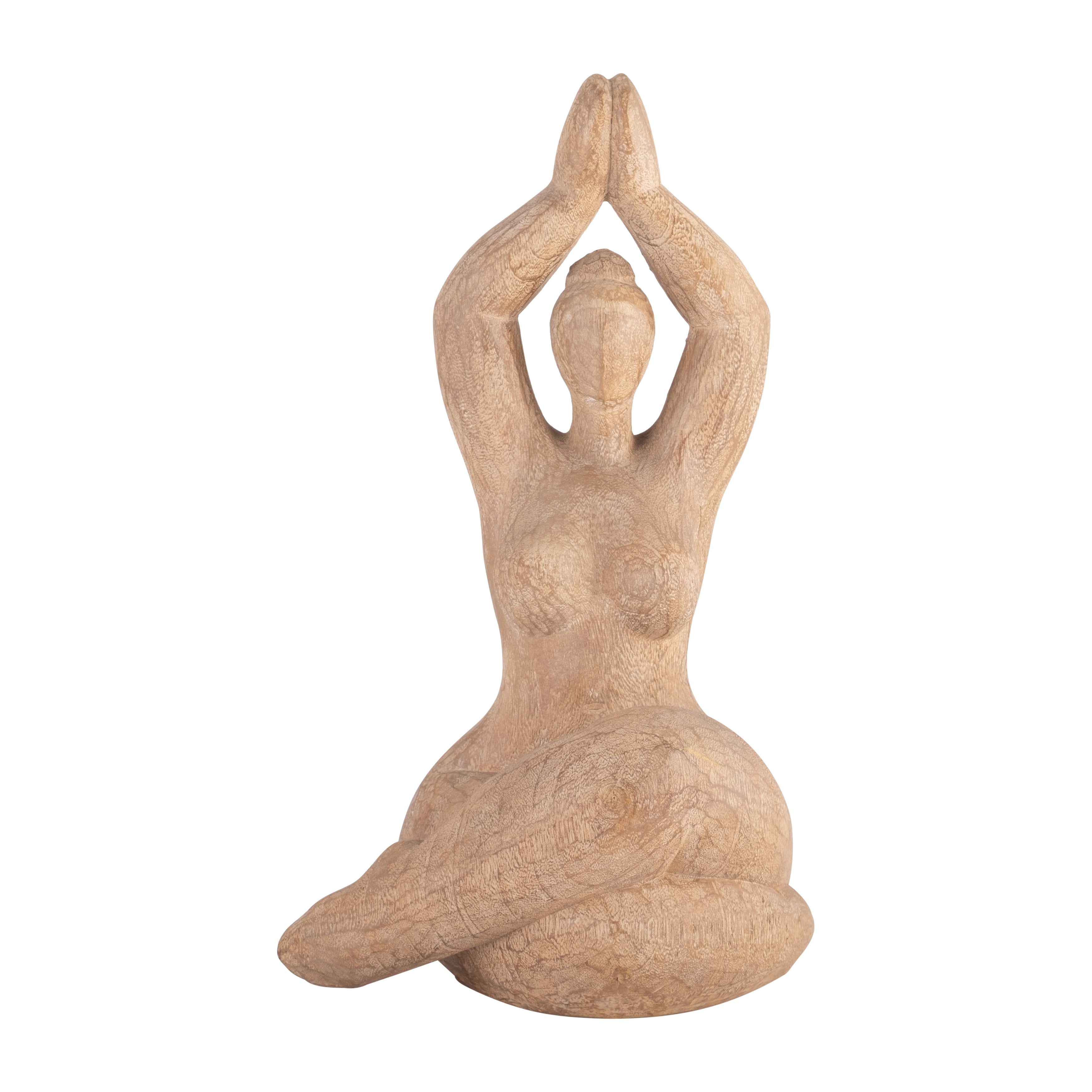 Resin 11" Namaste Female Yoga Figurine, Brown - Decor Addict, LLC