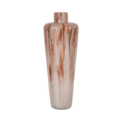 24" Nude Drip Finish Glass Floor Vase, Tan Multi - Decor Addict, LLC
