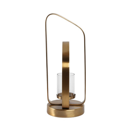 Candle Holder - Gold Metal Stylish Hurricane, 17 in. - Decor Addict, LLC