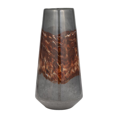 Glass, 17" Vase Grey/brown - Decor Addict, LLC