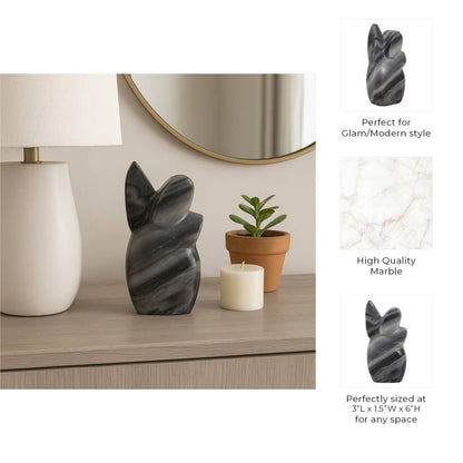 Sculpture - Gray Marble Decorative Carved Angel, 6 in. - Decor Addict, LLC