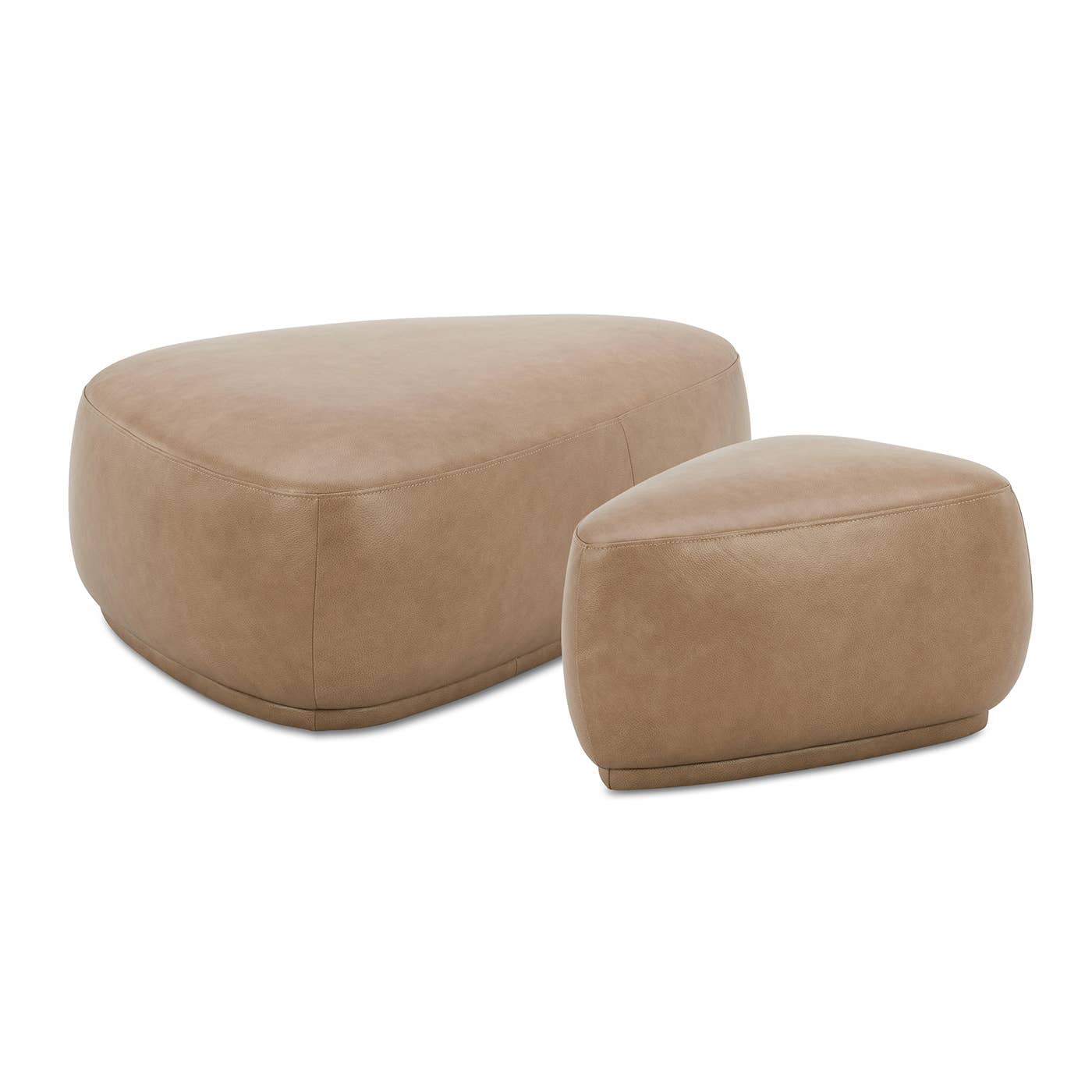 Pebble 44" & 26" Rounded Triangle Cocktail Ottoman Set: Mustard Yellow - Decor Addict, LLC