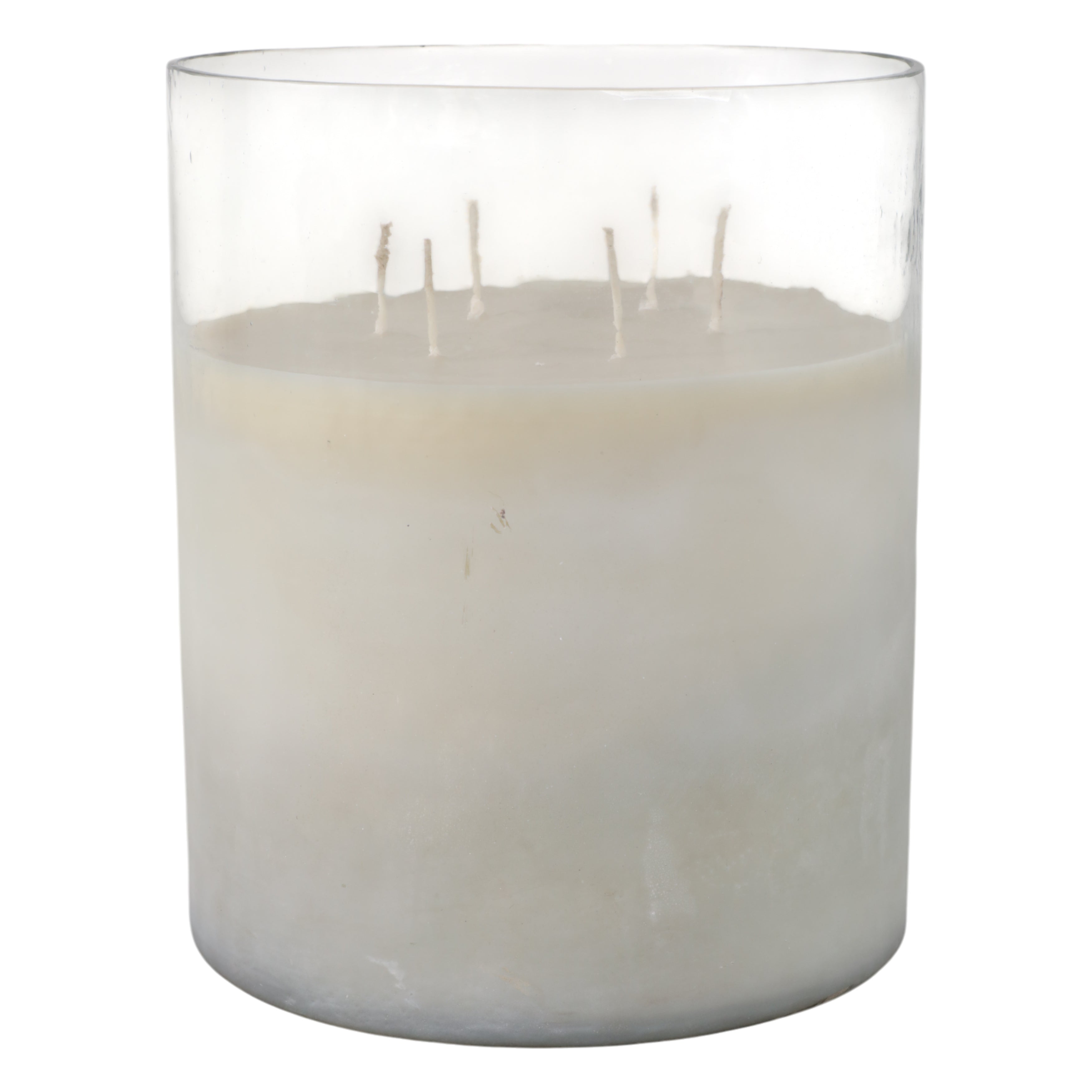 12x10" 349 Oz Jasmine Frosted Glass Candle, Clear - Decor Addict, LLC