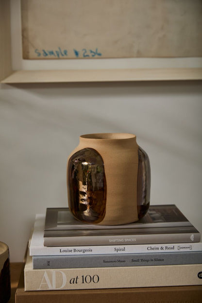 Bronze Brushstroke Vase 6.25"x 6.5" - Decor Addict, LLC