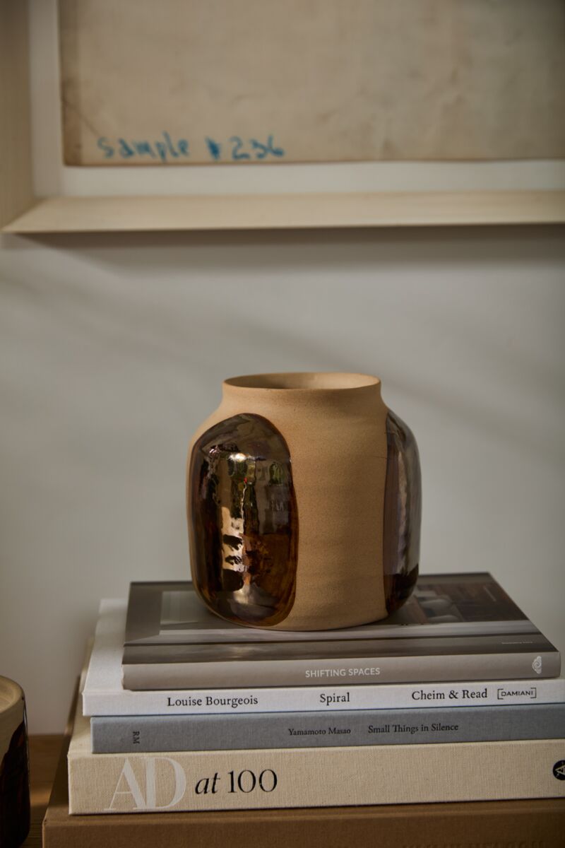 Bronze Brushstroke Vase 6.25"x 6.5" - Decor Addict, LLC