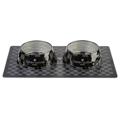 Black Checker Chewy Vuiton Bowl - Decor Addict, LLC