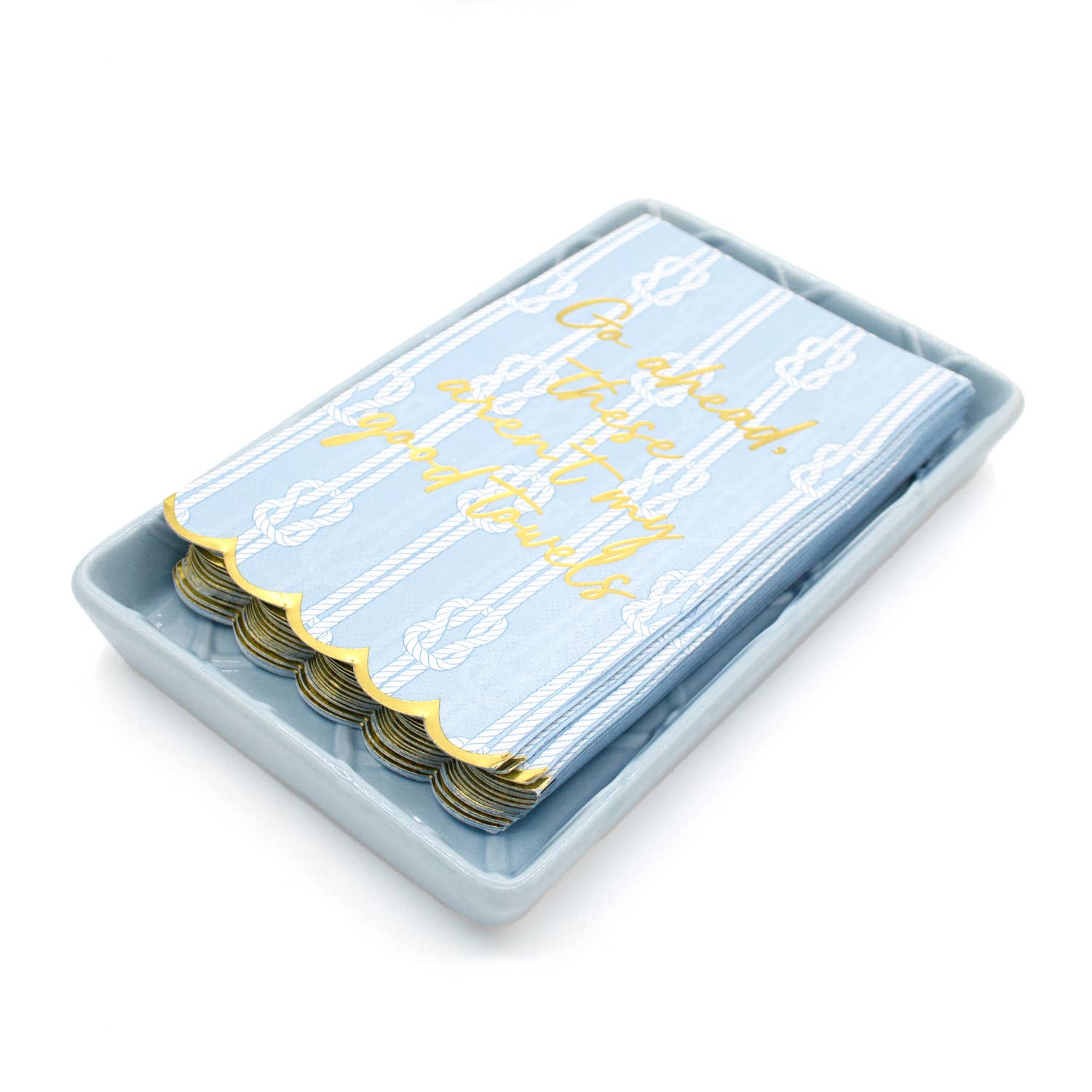 Light Blue Textured Guest Towel Tray - Decor Addict, LLC