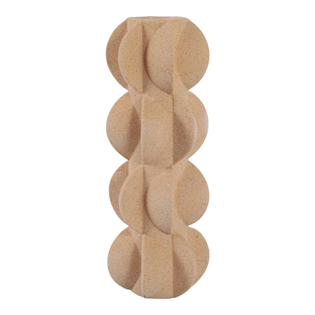 Decorative Vase - Tan Ceramic 3D Printed Textured, 14 in. - Decor Addict, LLC