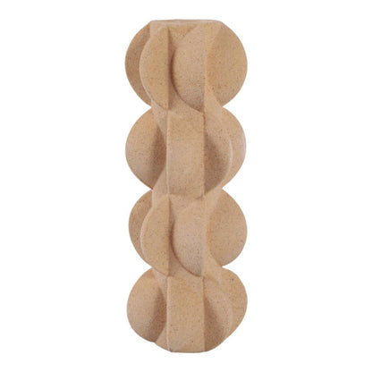 Decorative Vase - Tan Ceramic 3D Printed Textured, 14 in. - Decor Addict, LLC