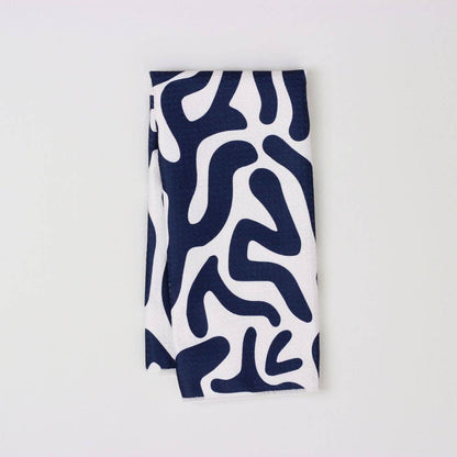 Navy Blue Coral Dish Towel - 16''x24'' - Decor Addict, LLC