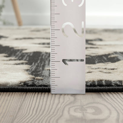 Abani Rugs TER170A Beige Black Abstract Pattern Area Rug: 2' x 3' - Decor Addict, LLC