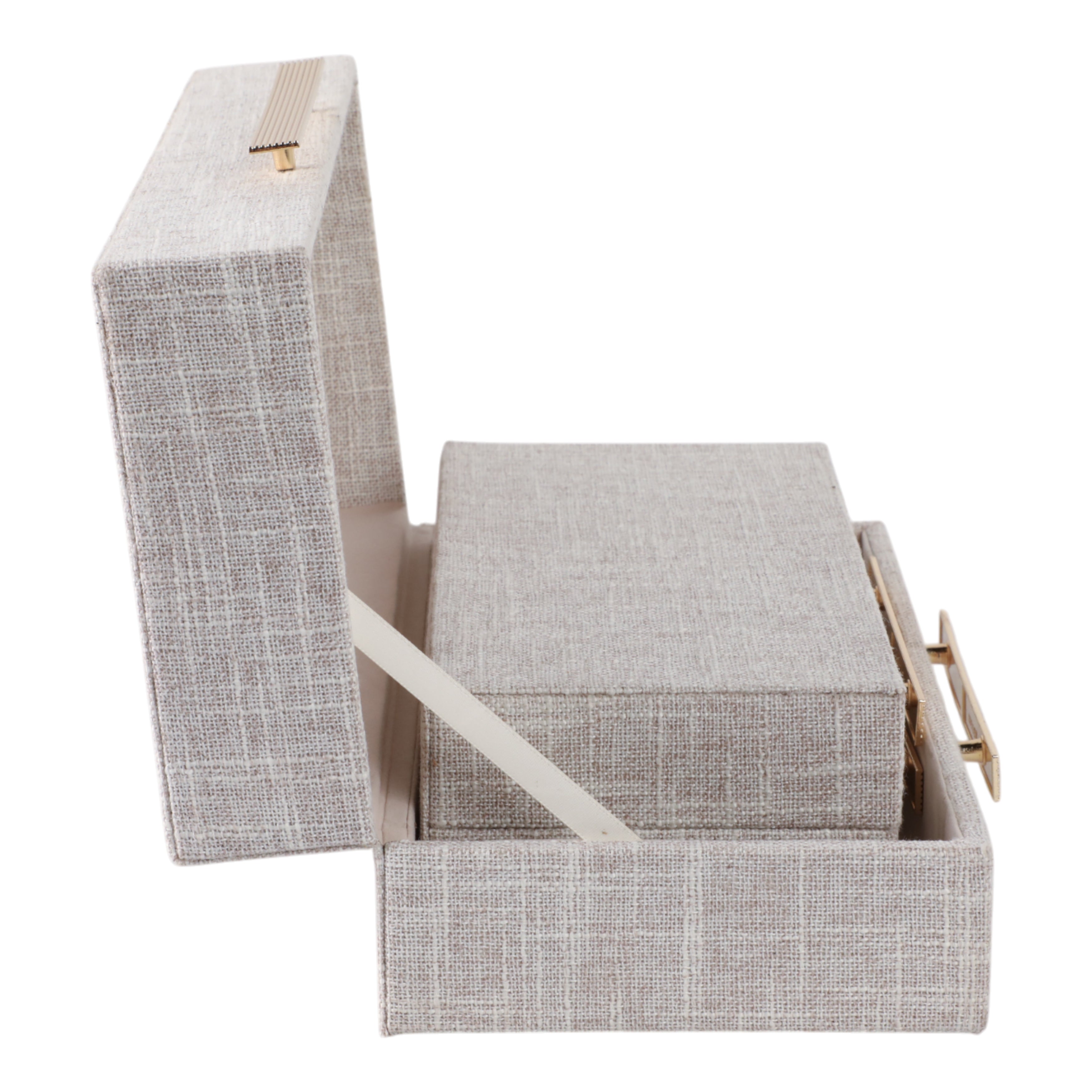 S/2 10/12" Rectangular Boxes Double Hardware, Wht - Decor Addict, LLC