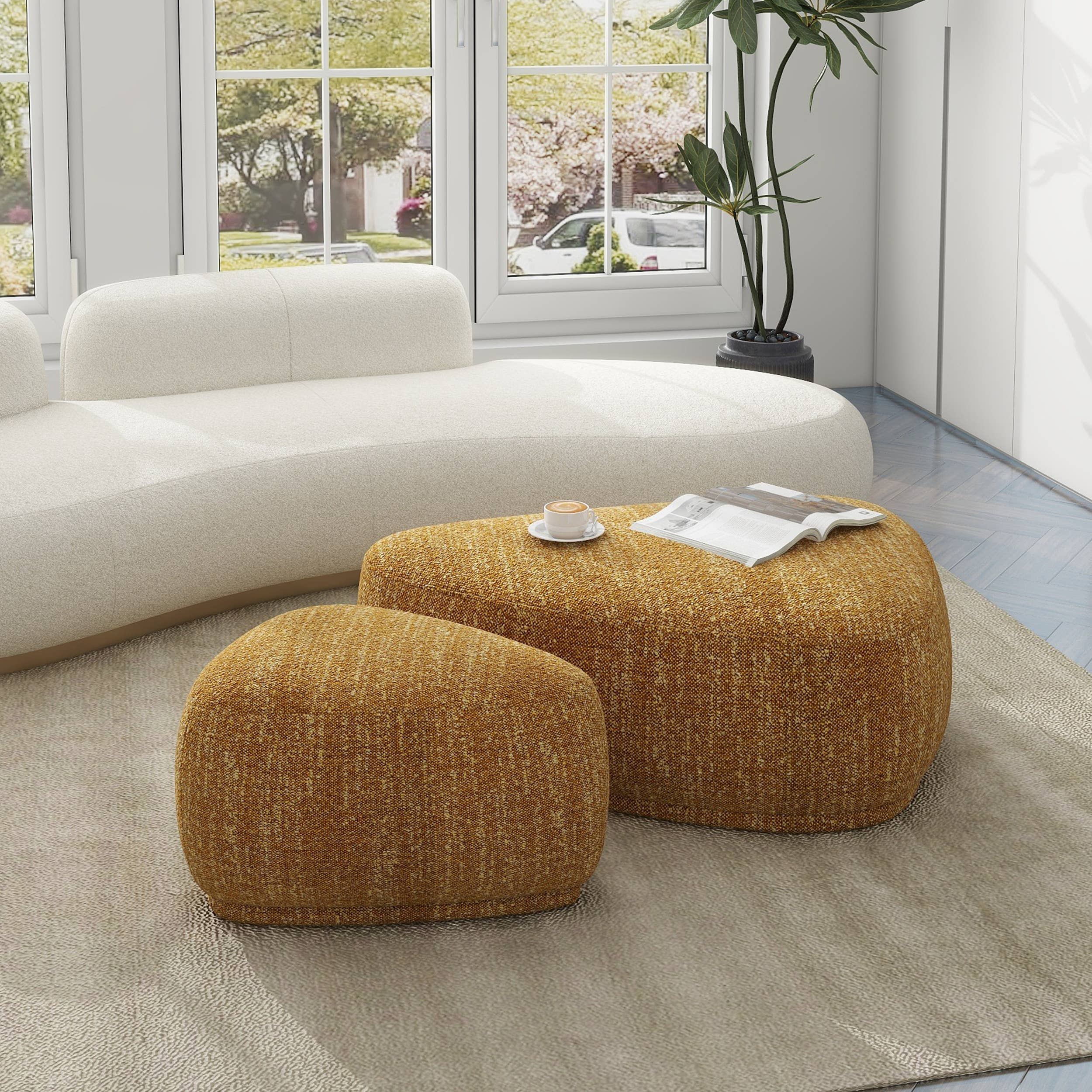 Pebble 44" & 26" Rounded Triangle Cocktail Ottoman Set - Thumbnail 4