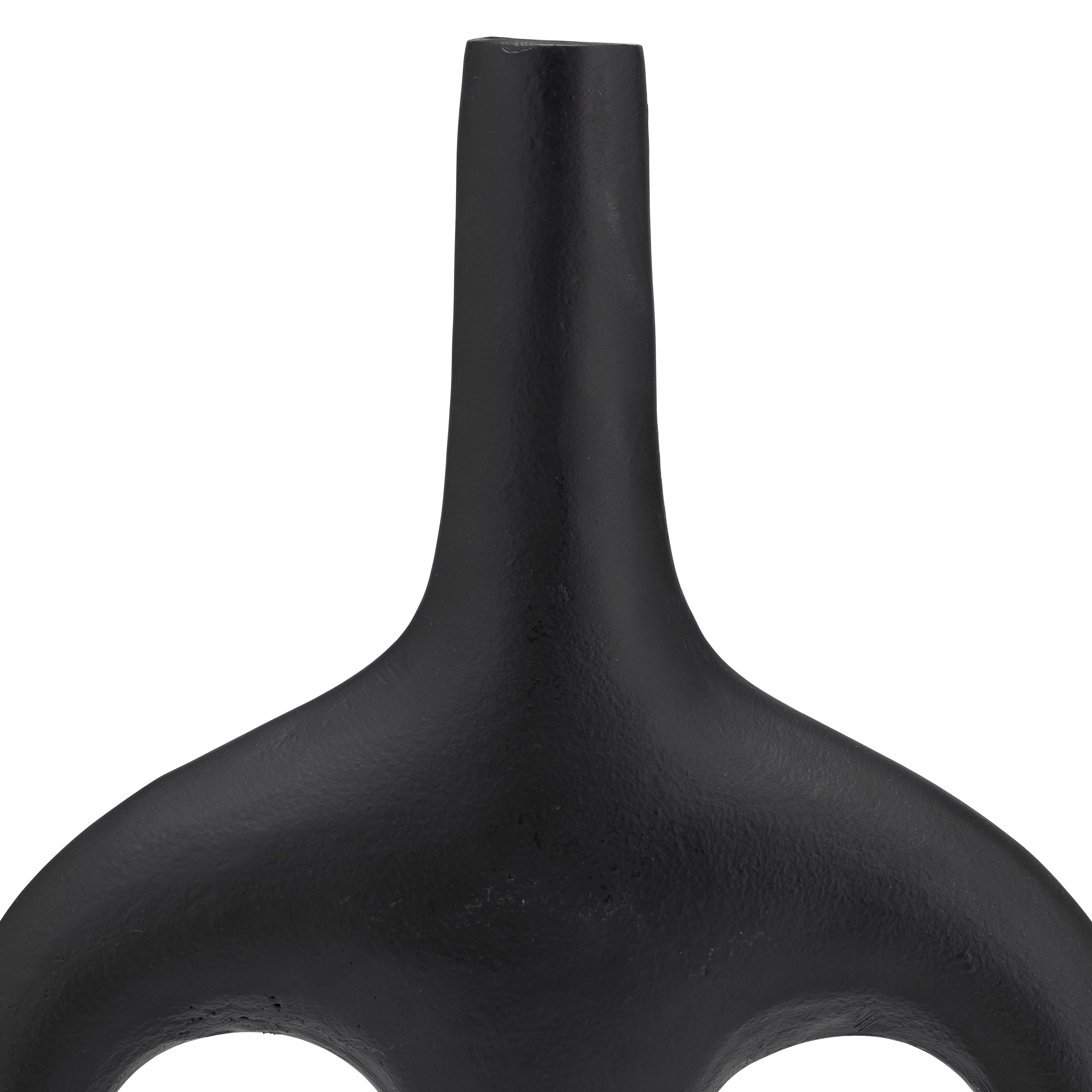 Metal,15", Hollow Handles Vase,black - Decor Addict, LLC