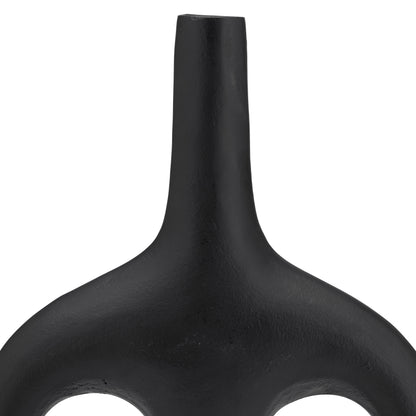 Metal,15", Hollow Handles Vase,black - Decor Addict, LLC
