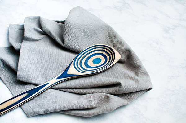 12" Blue Pakka Wood Corner Spoon