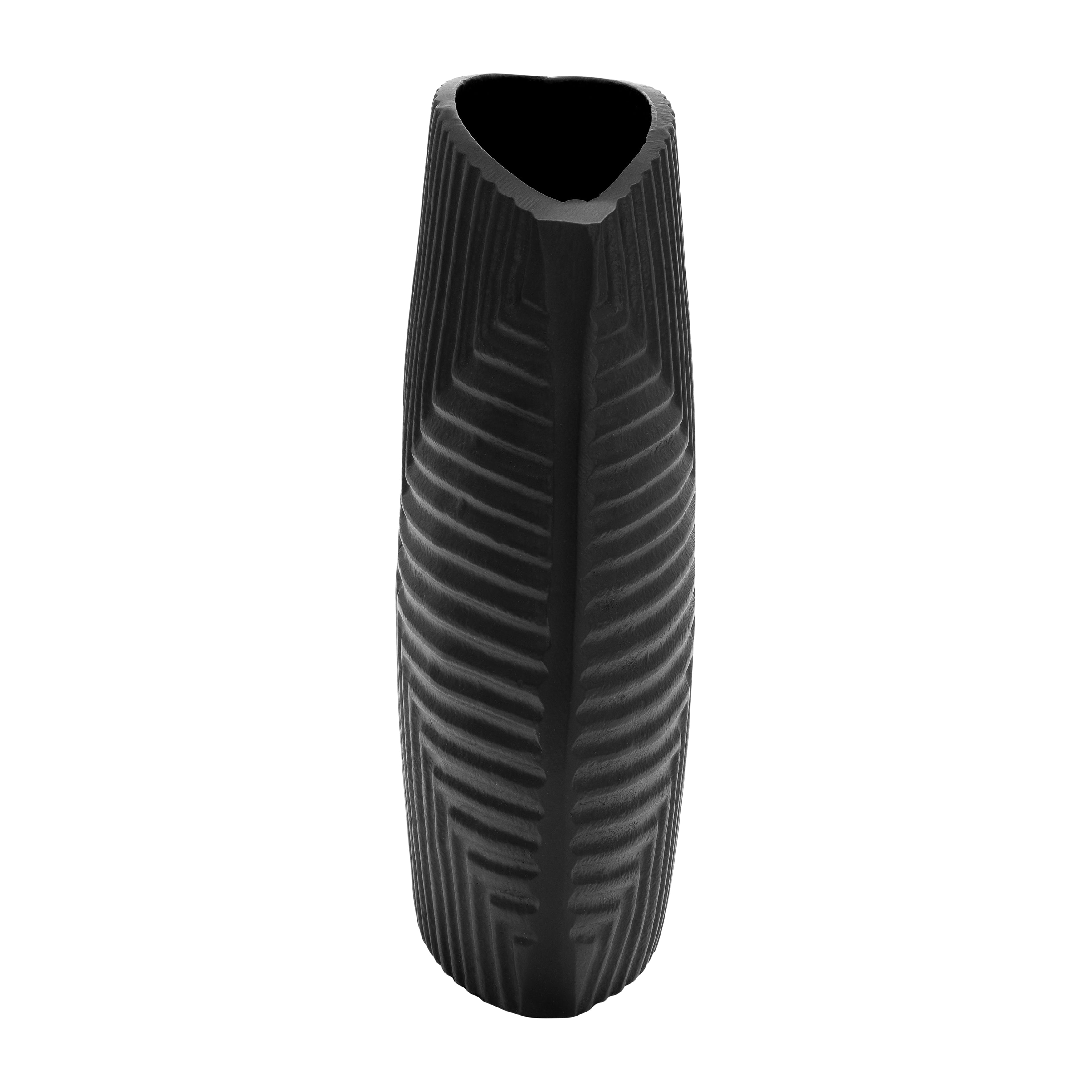 Metal 10"h Ribbed Vase - Thumbnail 3