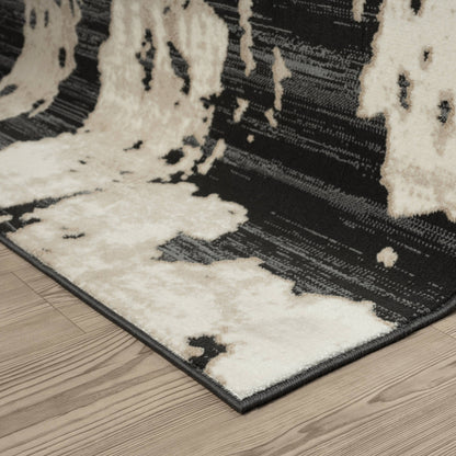 Abani Rugs TER170A Beige Black Abstract Pattern Area Rug: 2' x 3' - Decor Addict, LLC