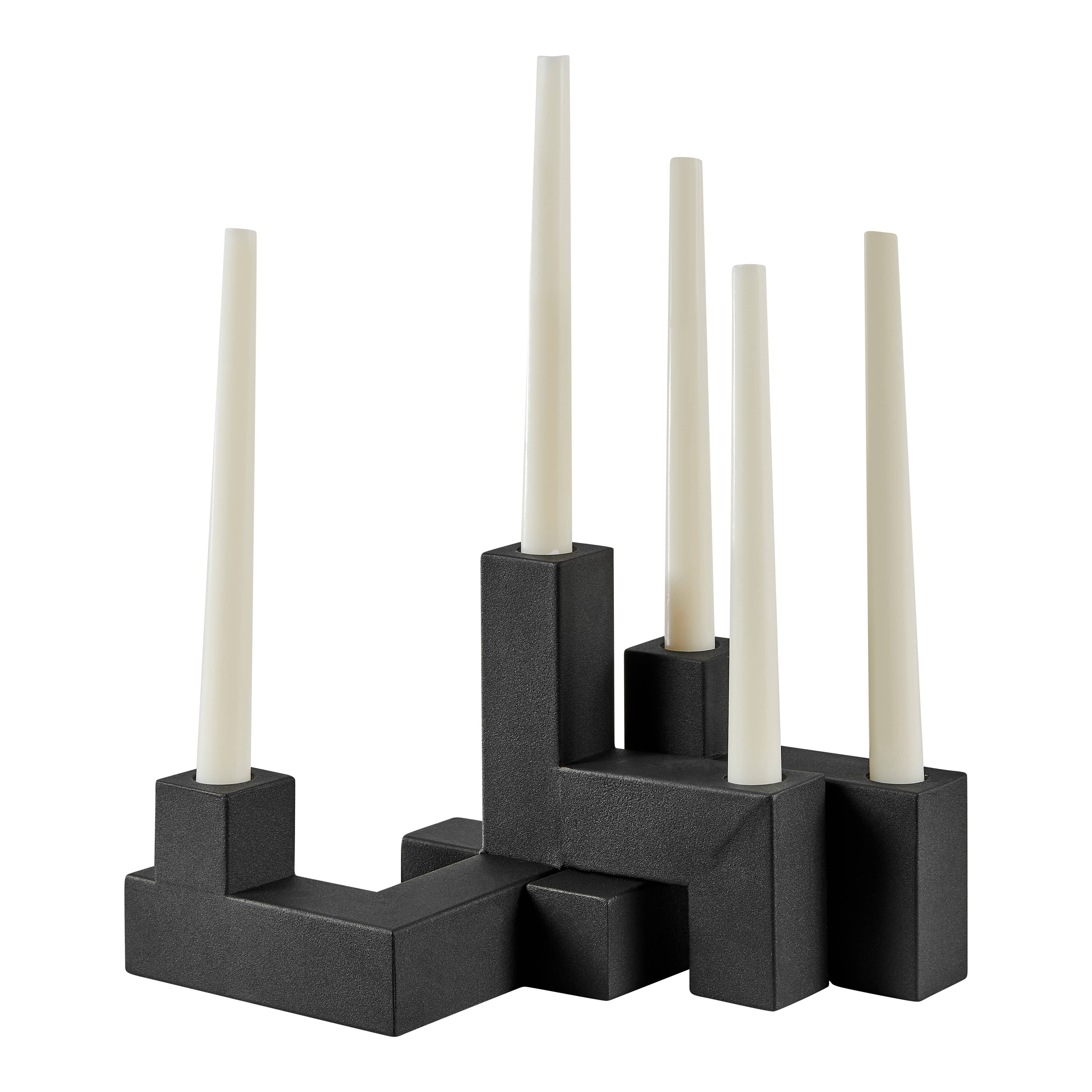 Black Metal Stacking Candelabra Taper Candle Holder Set (2) - Decor Addict, LLC