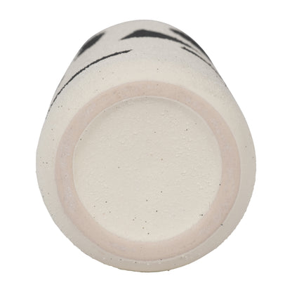 Cer, 10" Funky Vase, Ivory/black - Decor Addict, LLC