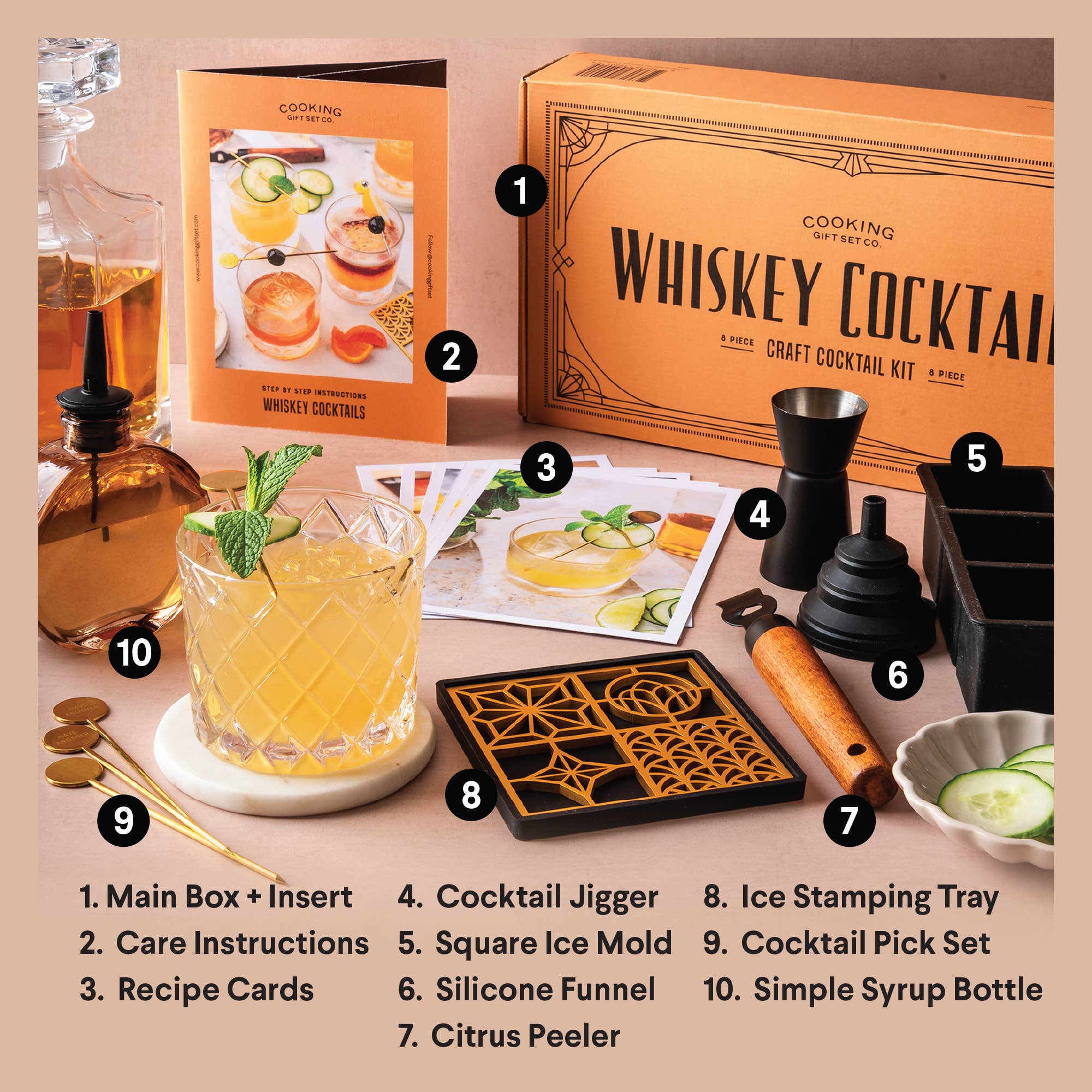 Whiskey Cocktail Kit Gift for Men Alcohol Cocktail Recipe - Decor Addict, LLC