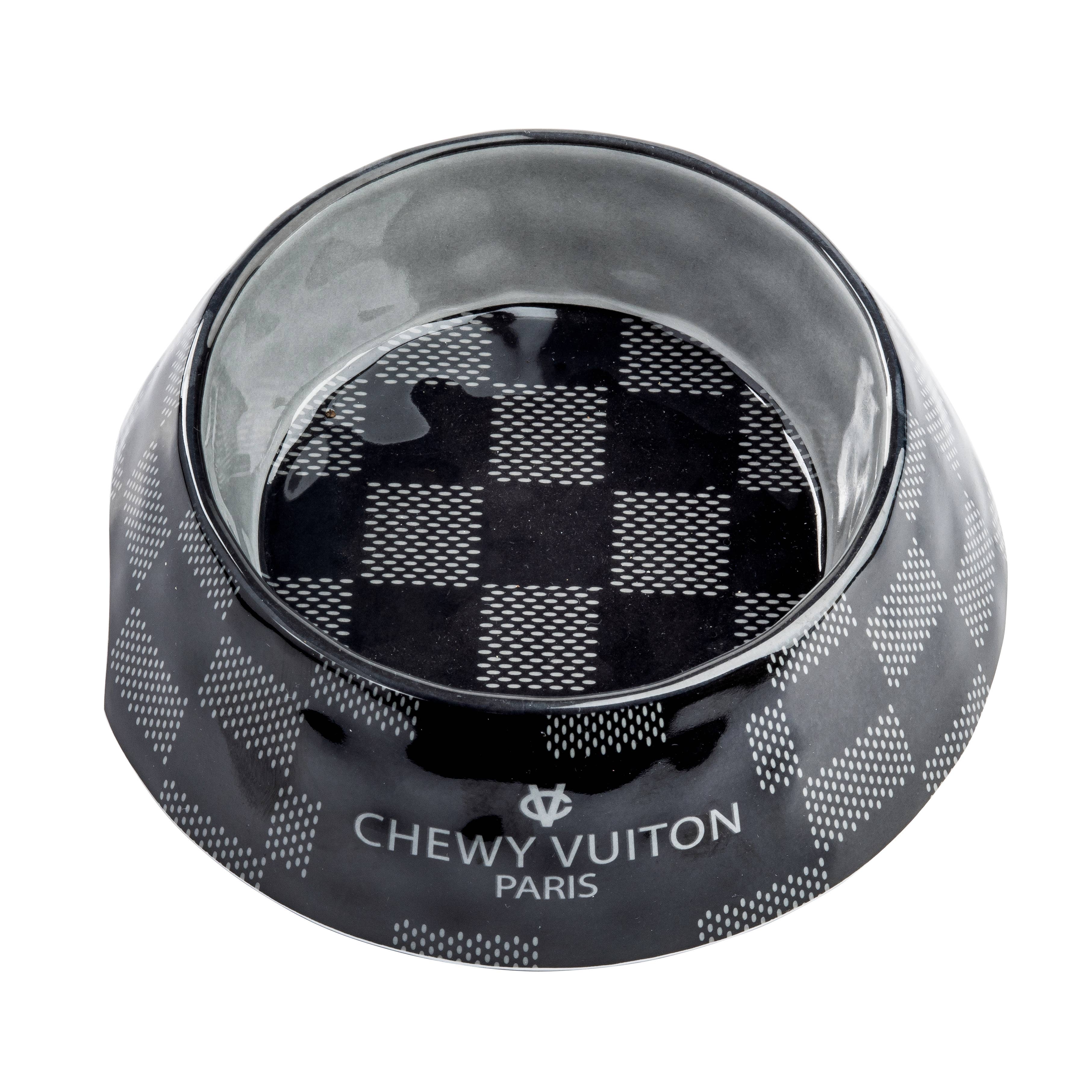 Black Checker Chewy Vuiton Bowl - Decor Addict, LLC