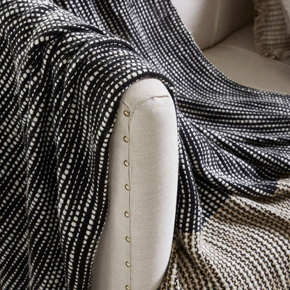 Chunky Tie Dye Throw Blanket I 50"x 70" I Black Mustard - Decor Addict, LLC