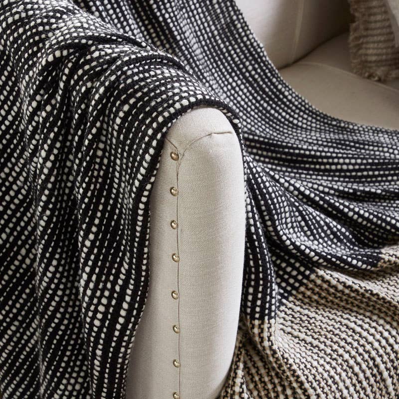 Chunky Tie Dye Throw Blanket I 50"x 70" I Black Mustard - Decor Addict, LLC