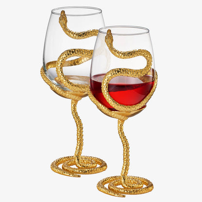 Stemmed Snake Halloween Fall Wine Glass | Set of 2 | 19oz - Decor Addict, LLC