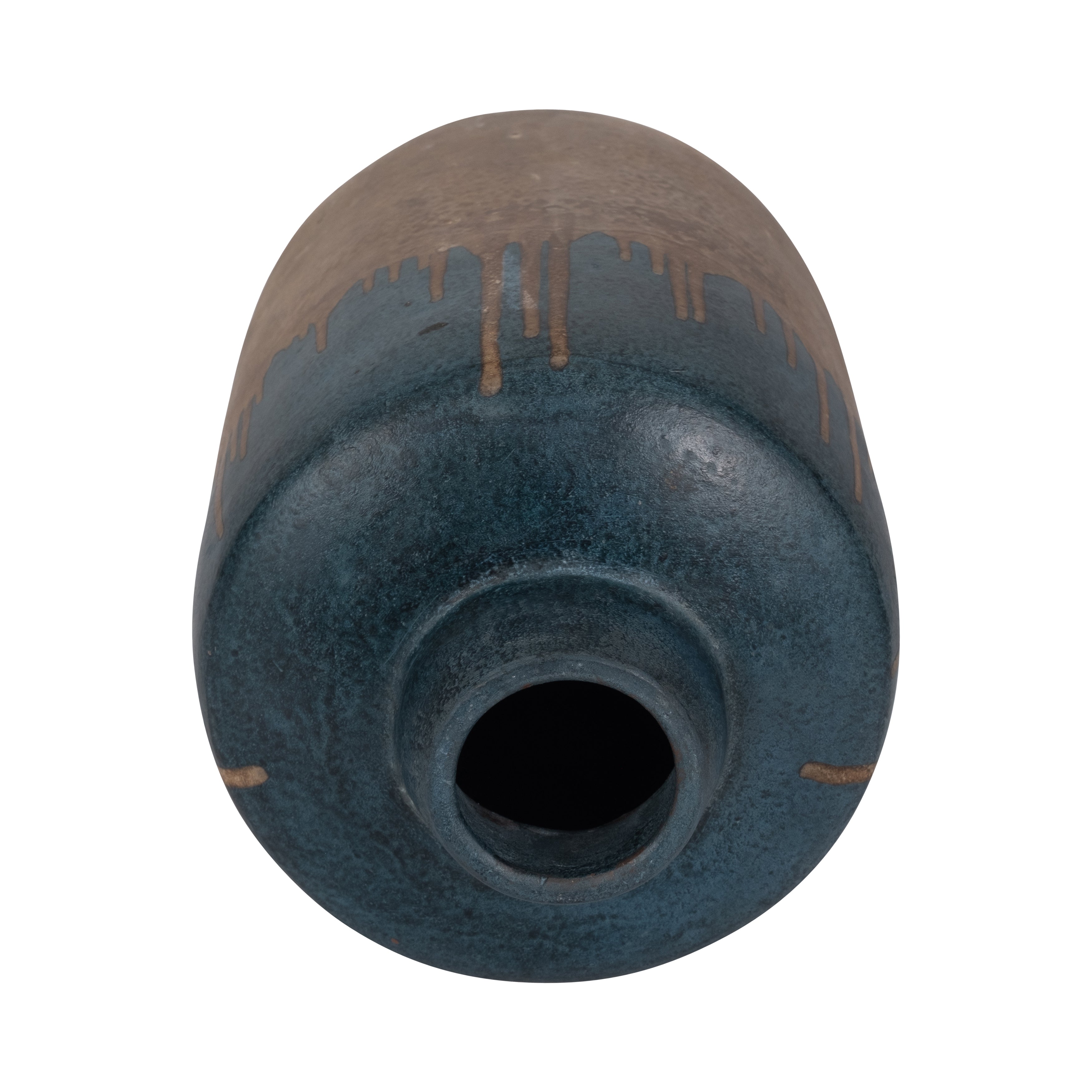 Terracotta, 12"h 2-tone Vase, Blue/ivory - Decor Addict, LLC