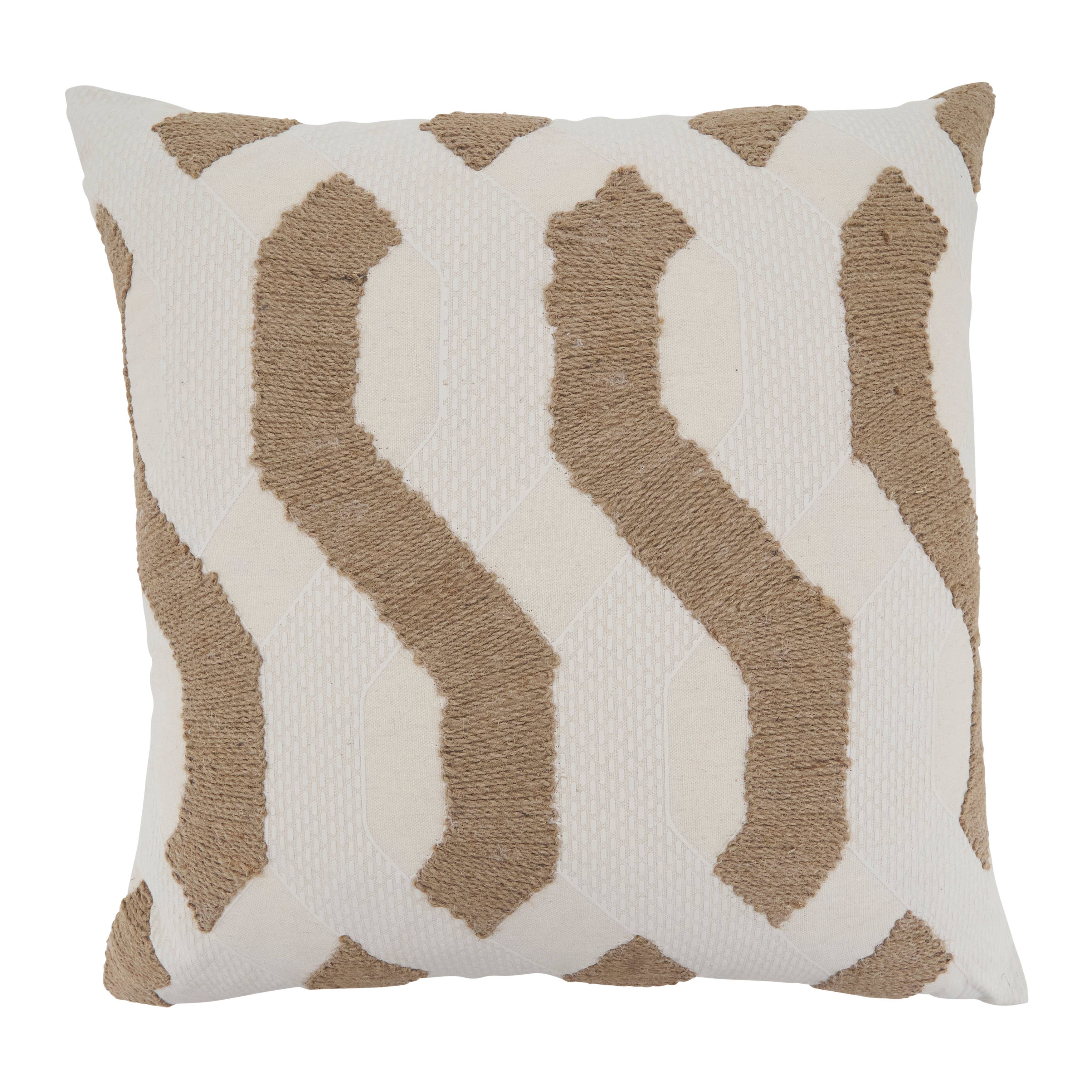 Textured Jute Stripe Throw Pillow: Natural / Down Filled / 20" - Decor Addict, LLC