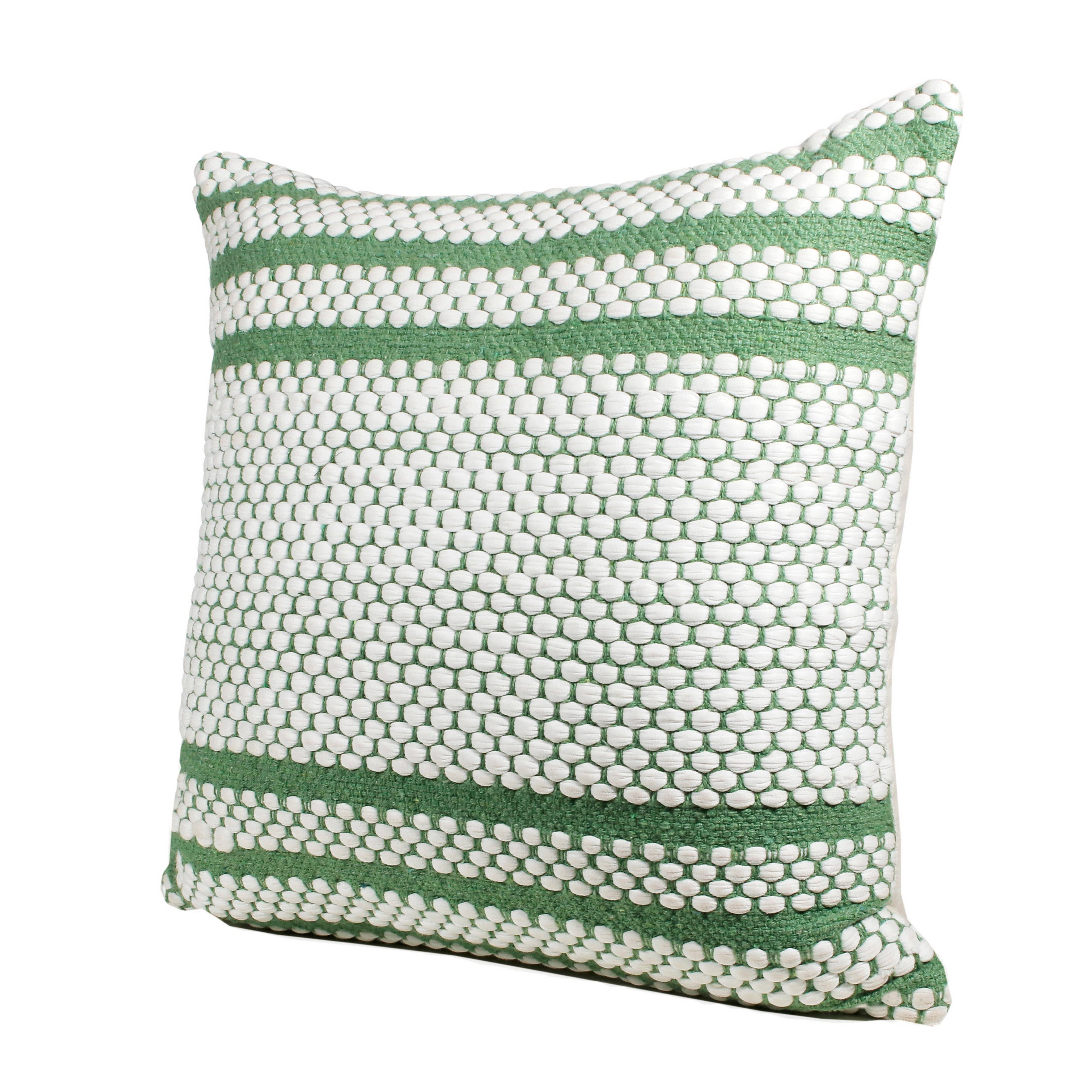 Going Green Striped Handwoven Throw Pillow: Green/White / 14" x 36" / Poly Filled - Decor Addict, LLC