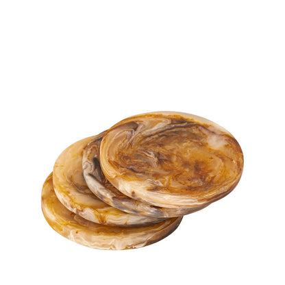Set of 4 Tortoiseshell Round Coasters: Tortoiseshell / RESIN - Decor Addict, LLC