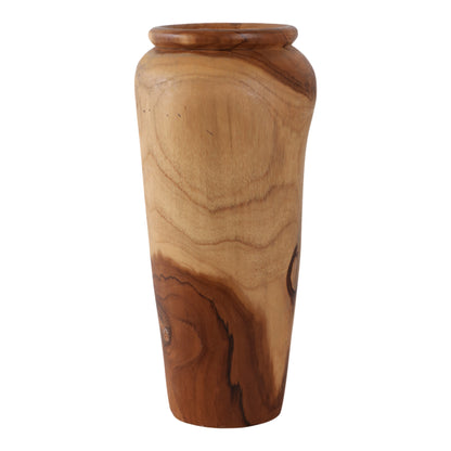 16x7" Teak Wood Vase, Brown - Decor Addict, LLC